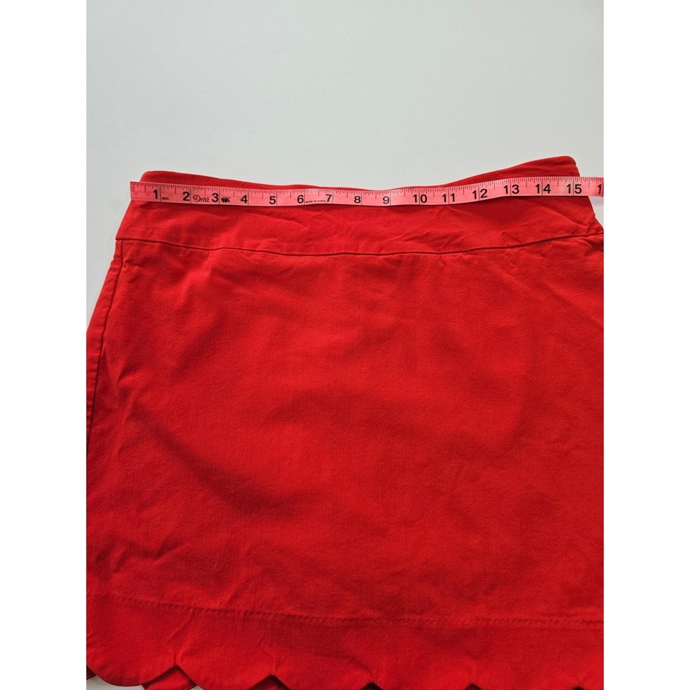 Scalloped Hem Skort 8 Coral Red A-Line Preppy Stretch Mini Skirt Hope & Harlow - Picture 4 of 7